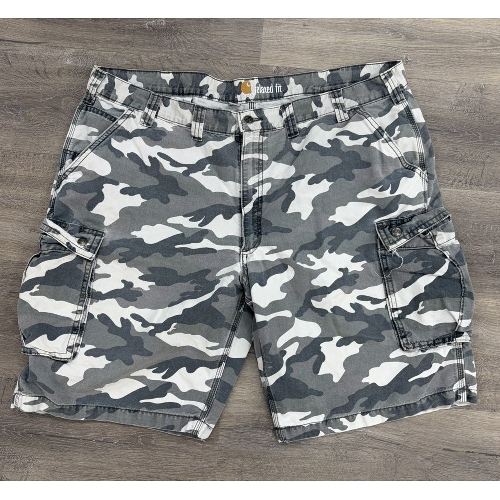 Carhartt Men's Relaxed Fit Camo Cargo Shorts Size 44 Gray Casual Comfort